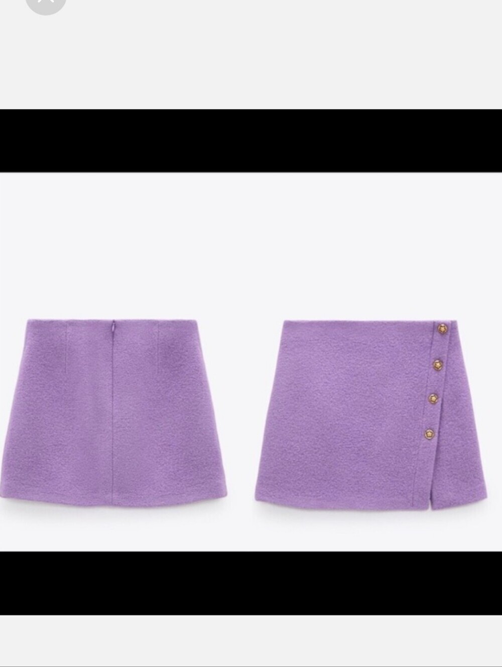 Zara Limited Edition Lilac Wool Blend Tweed Mini Skirt Gold Button Detail Size S - Picture 5 of 16